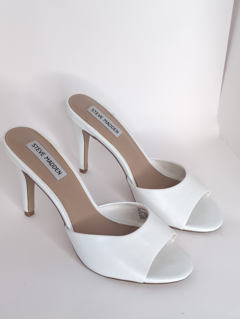 Steve Madden White Open-Toe High Heel Mule